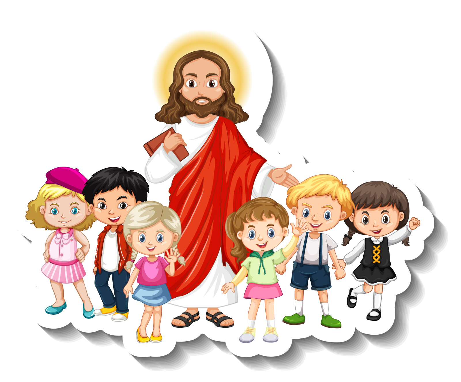 postać Jezusa i dzieci wokoło 