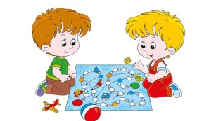 dzieci grające w grę planszową